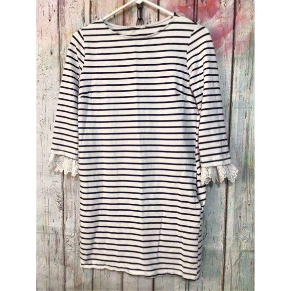 ELLISON Size Small Sweatshirt Dress with Lace Accents Black & White Striped ~ Po - Picture 6 of 11